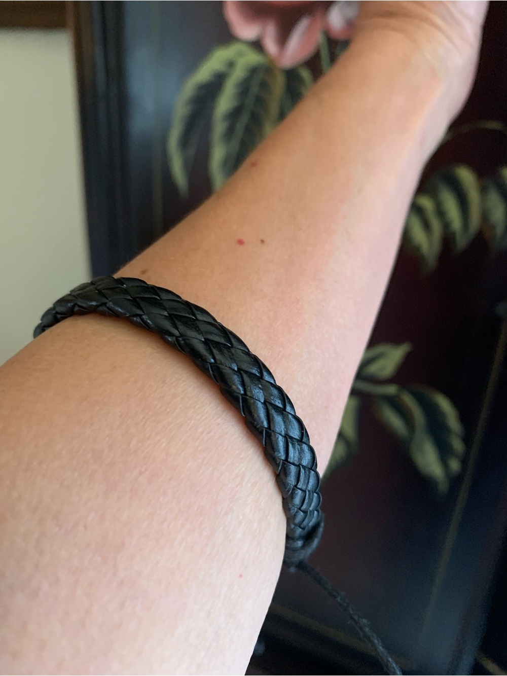 Black Braided Leather Men's Bracelet - Unbranded